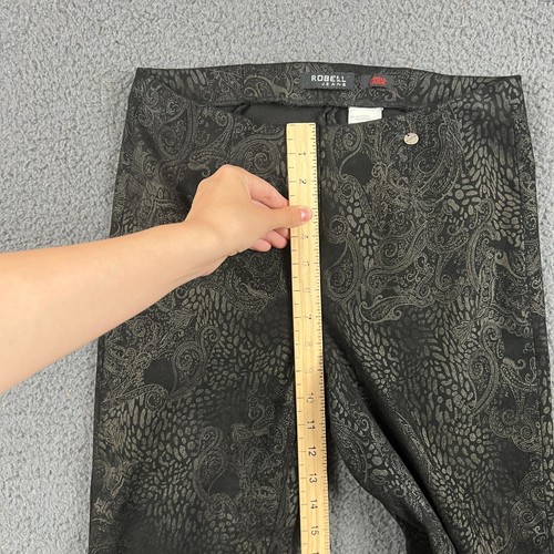 ROBELL Hose Damen UK 10 schwarz Blumen Paisley Slim Fit Stretch Gummibund - Bild 4 von 13