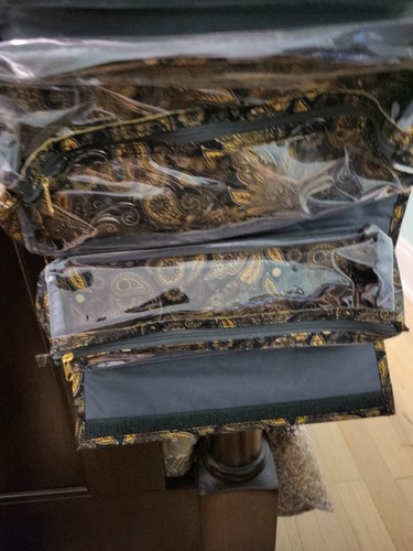 Joy Mangano Better Beauty Case Roll Up Cosmetic Black & gold Flora Organizer Sm - Bild 6 von 9