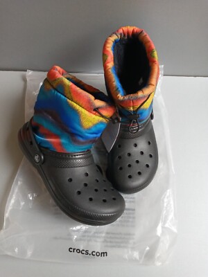 Junior Crocs Classic Lined Spray Dye Neo Puff Boots J6 UK 6 EUR 38-39