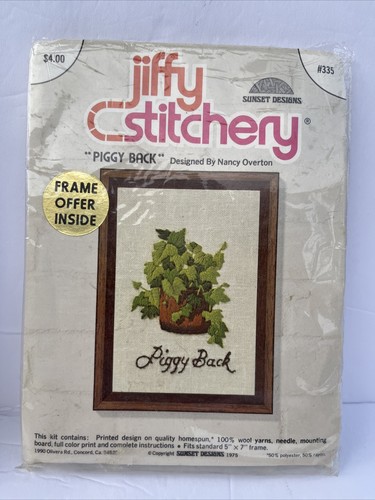 1975 Jiffy Stitchery “Piggy Back” by Nancy Overton YARN NOT INCLUDED