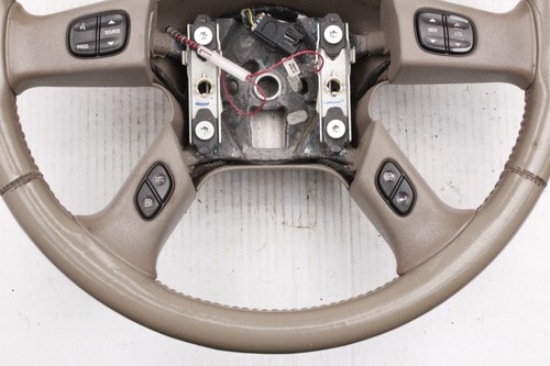 Nice GM OEM 2003-07 GMC Yukon Denali Medium Neutral Tan Leather Steering Wheel - Picture 4 of 10