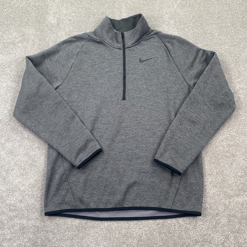 Nike Dri-Fit Activewear 1/2 Zip Fleece Pullover Sweatshirt Mens Size M Dark Gray - 第 1/12 張圖片