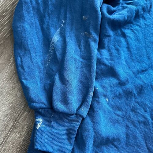VINTAGE JERZEES Crewneck Sweatshirt Mens Large Blue Thrashed - Picture 3 of 4