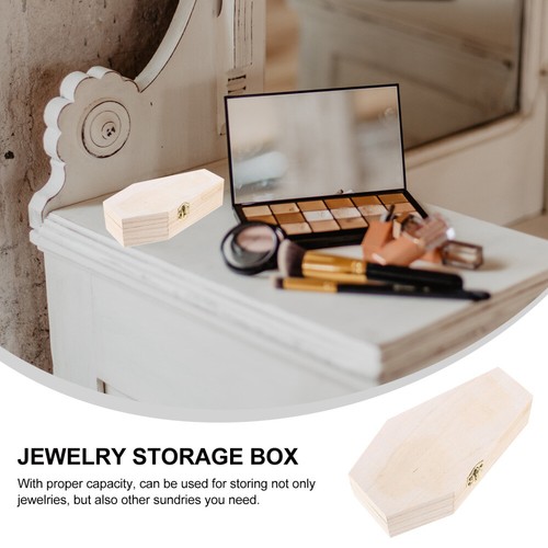 Wooden Jewelry Trinket Box Keepsake Storage Organizer Ring Necklace Container - Picture 8 of 12