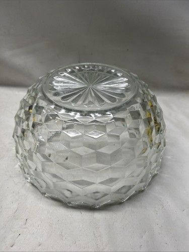 Fostoria Amerikanisches Glas Große Runde Servier Salat Schüssel Würfel Kubistisch Klar 9" - Bild 4 von 4