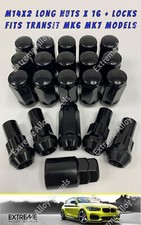 Passend für Ford Transit Tourneo schwarz Alu Radmuttern + Schlösser 2000-2014 Mk6 Mk7 40mm