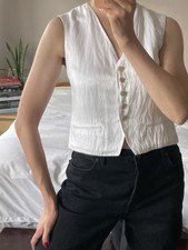 The Row Ecru Silk  Blend Waistcoat Vest Us4, Uk8/10, It40/42