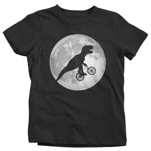 Kids Funny T Rex Shirt Bicycle T Shirt TRex Riding Bike Over Moon Hipster Shirt