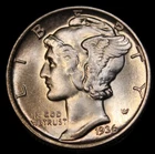 1936 10C FB Mercury Dime- GEM BU - JAM187