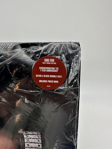 King Von - What It Means To Be King Silver And Black Marbled Colored Vinyl NEW - Foto 4 di 10