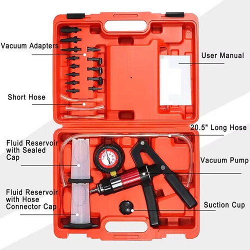 Hand Vacuum Pump Held Brake Bleeder Tester Set Bleed Car Motorbike Bleeding Kit - Picture 2 of 15
