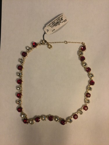 Anne Klein Red and White Foil-Backed Rhinestone Necklace 20 in. - Picture 8 of 8