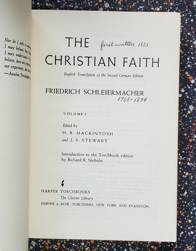 The Christian Faith Volume 1, Friedrich Schleiermacher, 1963, 1st Edition, PB - Picture 8 of 24