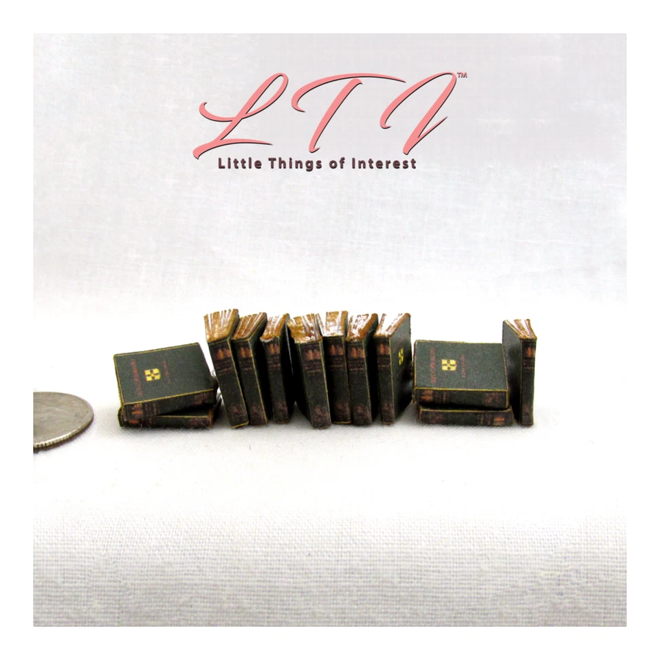 1:24 Scale 12 Pc ENCYCLOPEDIA BOOKS Miniature Prop Faux Books Fill a Bookshelf - Image 2 of 4