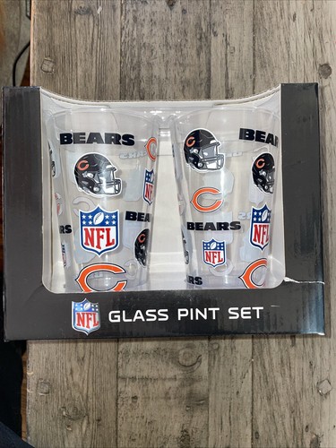 NFL Chicago Bears Glass Pint Set - 2 Pack Set (16 oz) - Free Shipping - Picture 1 of 5