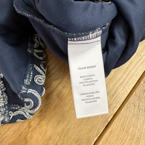 JS Collections Short Sleeve Cocktail Dress size 14 NEW Navy Blue Gray Soutache - Picture 6 of 9