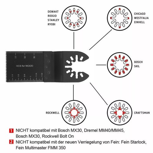 17X Multifunktionswerkzeug Zubehör Sägeblatt Multitool Werkzeug Set Für Einhell - Imagen 7 de 13