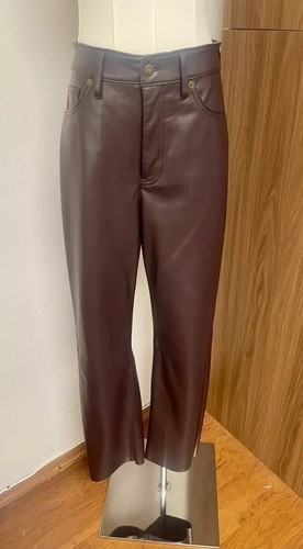 EXPRESS Women's Brown Modern Straight Faux Leather Pants Sz 8R
