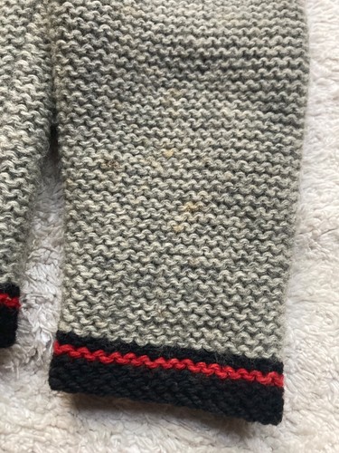 Handarbeit Vintage schwerer Wollpullover Cardigan grau/grau Kinder Gr. 10 - Bild 11 von 12