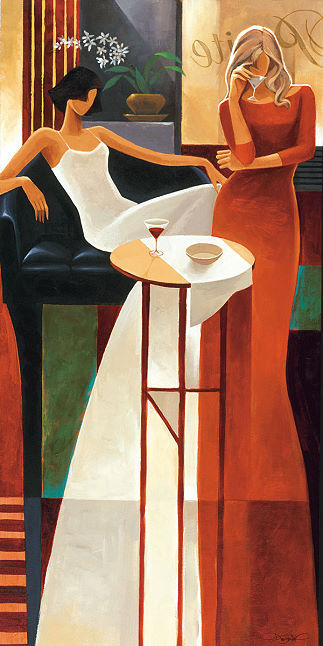 Keith Mallett Les Anges Keilrahmen-Bild Leinwand Bar Frauen Wein Drinks Keith Mallett Les Anges Keilrahmen-Bild Leinwand Bar Frauen Wein Drinks
