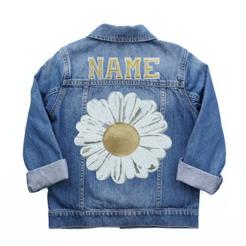 Girls Denim Jacket Personalised Gift Kids SIZE Age 3-12 Choose Design & Colour - 第 5/9 張圖片