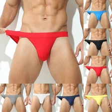 Men Ice Silk Briefs Low-rise Sexy Underwear Breathable U Convex Pouch Underpants