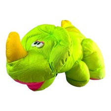 Vintage 1992 Fisher Price Puffalump Dino Roars Green Triceratops Dinosaur Plush