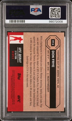 2024 Topps Chrome UFC Don Frye Red Refractor 1/5 Mint PSA 9 Rare Edition - Picture 2 of 5