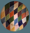13" Harlequin Platter - Carnival's Hand Painted Collection-NICE COLORFUL PATTERN