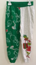 The Grinch By Dr Seuss Kids Christmas Pull On Sweatpants Drawsting Gray/Green