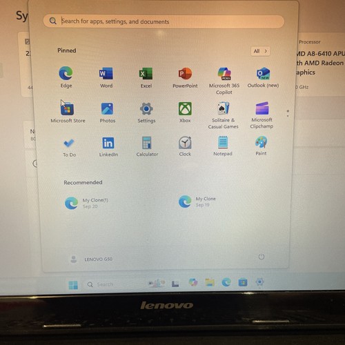 LENOVO G50-45 AMD A8 1.8GHz 256GB SSD 8GB DDR3 15.3” MS Windows PRO 11 24H2 - Picture 9 of 11