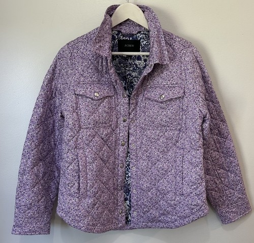 J Crew Damen Stepp Shirt Jacke Gr. Medium lila Blumen Cottagecore zierlich - Bild 2 von 18