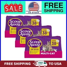  3 pack Scoop Away Fresh Meadow Scent Cat Litter, 38 lb Box