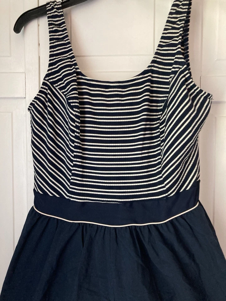 Traje de baño azul para mujer Plus marca Christina ligeramente usado con corpiño a rayas talla 20W40 Foto 2 de 4