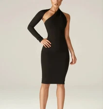 Aliava Chic and sophisticated Dasha Modern Midi Dress Black Size Large