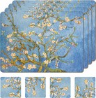 Set of 4 Heat Resistant Cork Placemats for Dining Large, Almond Blossoms 