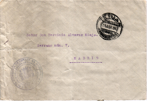Spain 1936 cover from Tetuan POSTAL FRANCHISE ALTA COMISARIA EN MARRUECOS (2090)