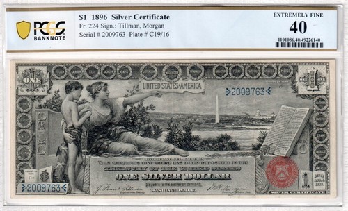Fr. 224 1896 $1 Silver Certificate PCGS 40 XF