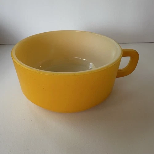 VTG Fire King D Handle Yellow Stackable Soup Mug Cup Bowl Anchor Hocking USA