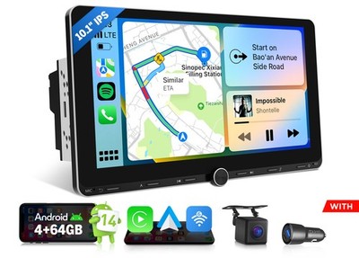 Android 14 10.1'' 2 DIN Car Stereo Wireless CarPlay GPS Navigation Bluetooth DSP