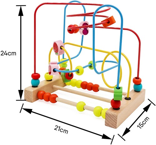 Motorikschleife Holz Holzspielzeug Perlenlabyrinth Baby Spielzeug ab 6 Monate - Bild 5 von 6