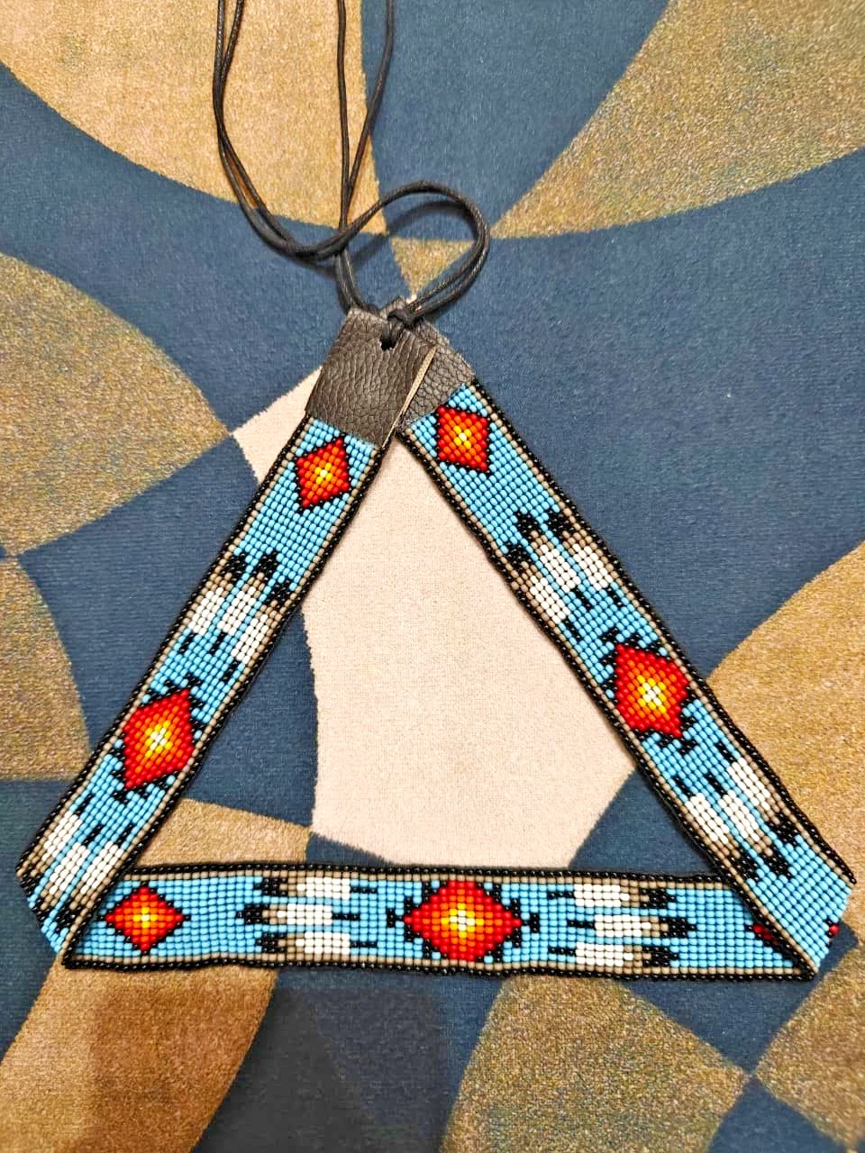 Beaded Hat Band Geometric Southwestern Pattern Cowboy Rode Handmade hatband