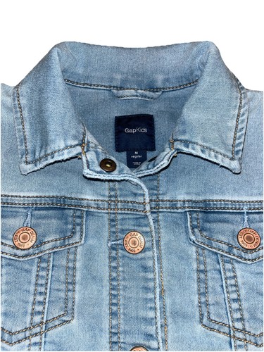 Giacca denim Gap bambino ragazza taglia media 8/9 classica lavata leggera chiusura a scatto - Foto 2 di 5