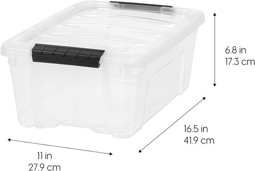 IRIS USA 13 Qt Stackable Plastic Storage Bins with 13 Qt. - 6 Pack, Clear - Picture 2 of 7