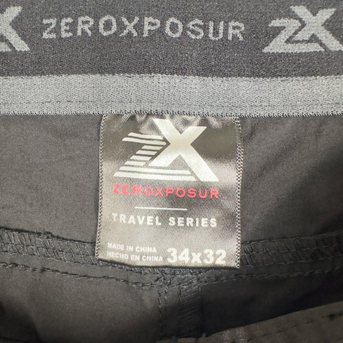 ZeroXposur Pants Men 34x32 Black Travel Series Cargo Nylon Outdoors Lightweight - Picture 8 of 12