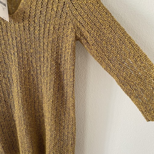 J. Jill TEXTURED OPEN STITCH V-NECK SWEATER GILDED COIN PETITE SP NEW $89 - Picture 5 of 8