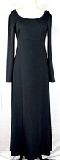 Vtg Express Tricot Black Long Sleeve Empire Waist Maxi Gown Dress USA Made 11/12