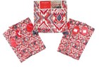 Opalhouse Table Runner & 6 Kitchen Towels/Napkins Red Abstract Gray Pompons NEW