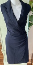 Tommy Hilfiger Women's Navy Blue Collared V-neck Zipper Midi Dress Size 10 NWT