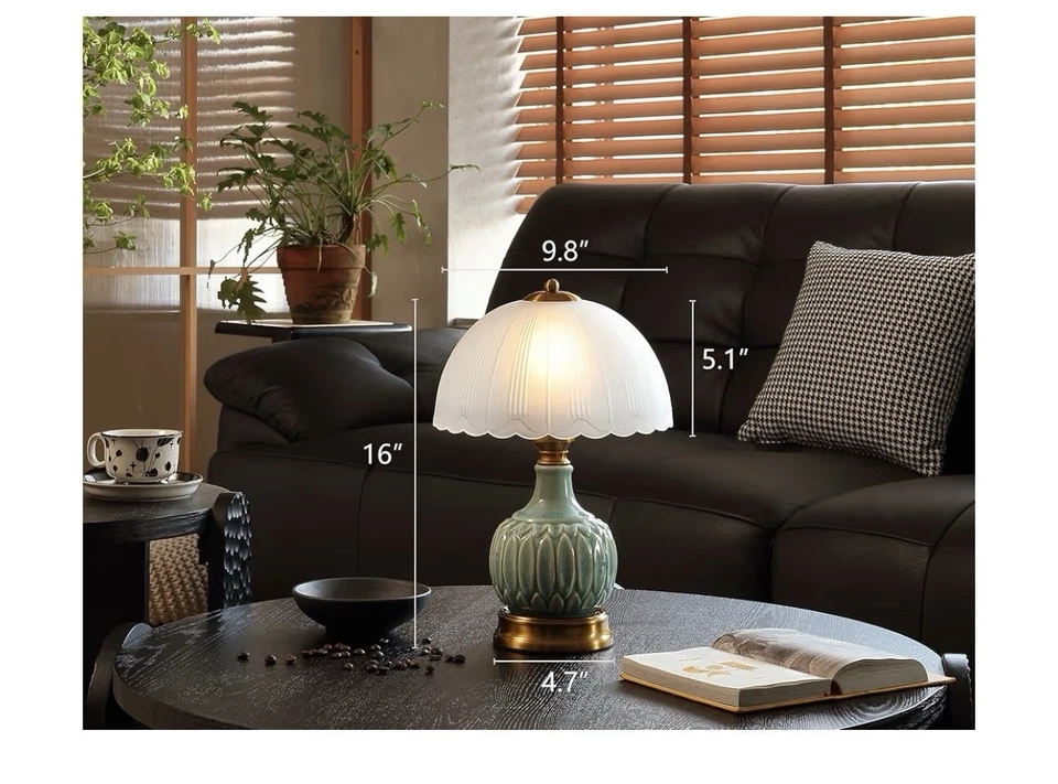 Vintage Lamp for Living Room,16" Modern Ceramic Table Lamps for Bedroom,Retro - Image 2 of 4